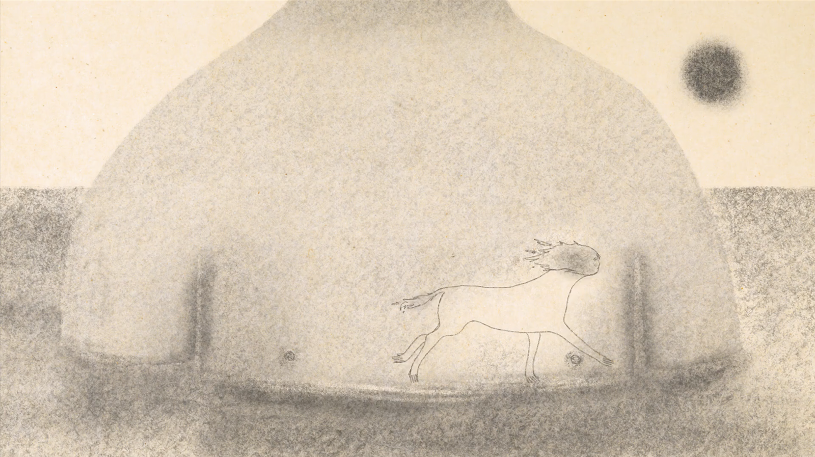 A pencil drawing of the top of a body in the water by Melissa Lettieri